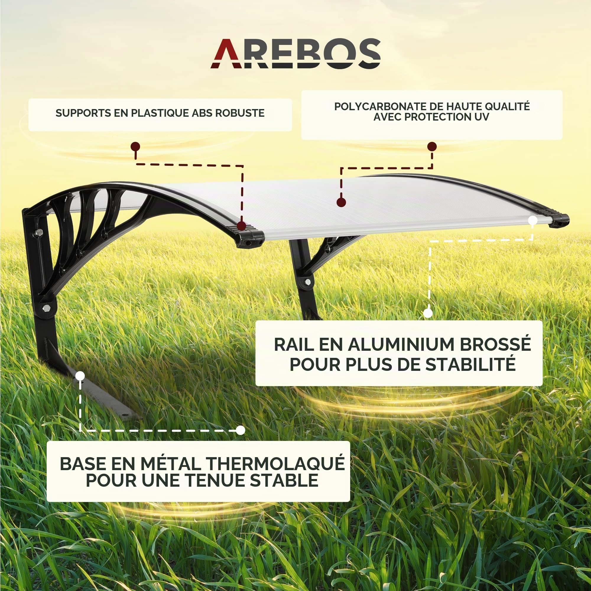 Arebos Garage de Tondeuse Robot | Abri pour Robot | Taille 102 x 79 x 46 cm | Résistant aux intempéries + Protection UV | avec Pieds en métal | matériel de Montage Inclus