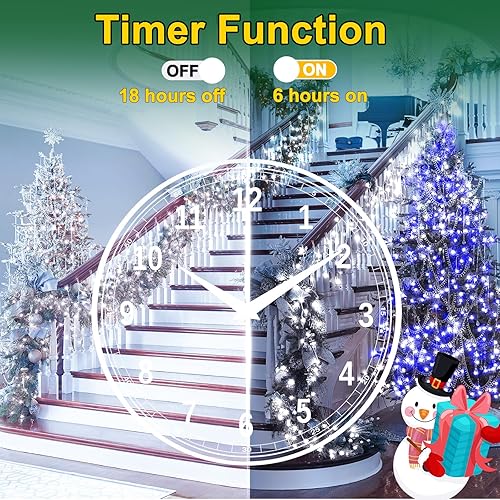 Miniatura 6 de Luces LED de Navidad de 164 pies, 1600 luces LED para decoración al aire libre con temporizador de 320 caídas, 8 modos, guirnalda de luces