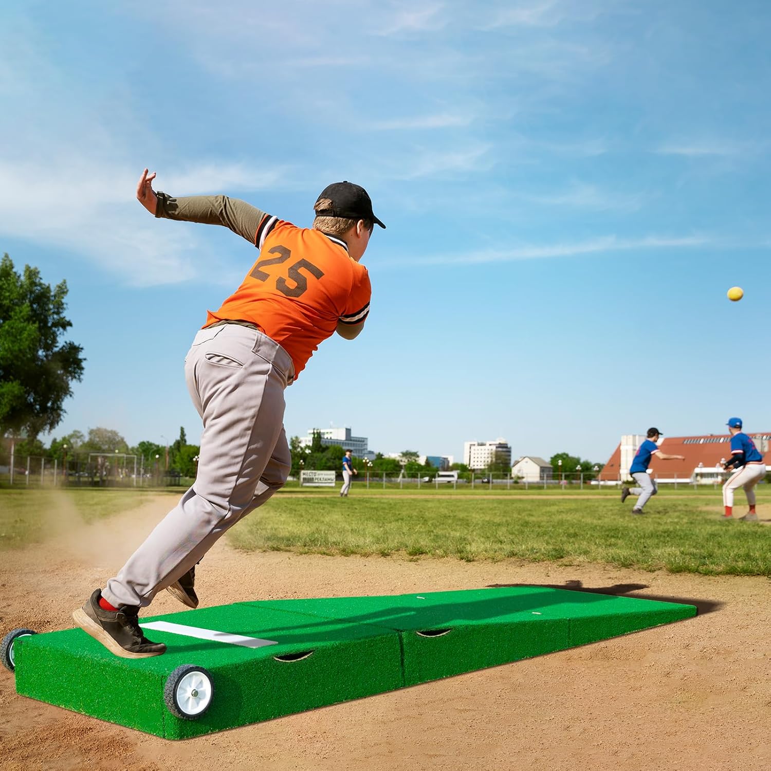 Efficraft Portable Foldable Baseball Pitching Mound Set - Pitching Mound with Pitching Rubber for Indoor/Outdoor Use (Includes Baseball)