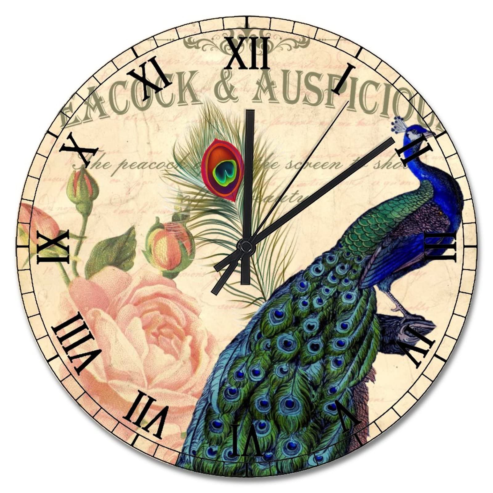 Horloge murale plumes de paon vintage pour décorer votre salon