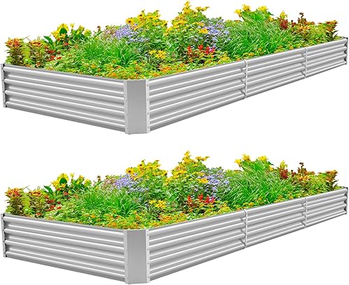 Miniatura 3 de Land Guard Kit de cama de jardín elevada galvanizada de 12 x 4 x 1 pies para verduras, macetas de metal galvanizado súper grandes para jardín al