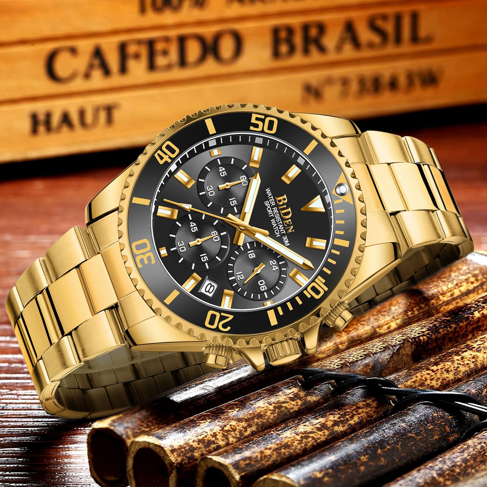 Biden BIDEN-0163 - Reloj analógico de Cuarzo para Hombre con Correa de Acero Inoxidable
