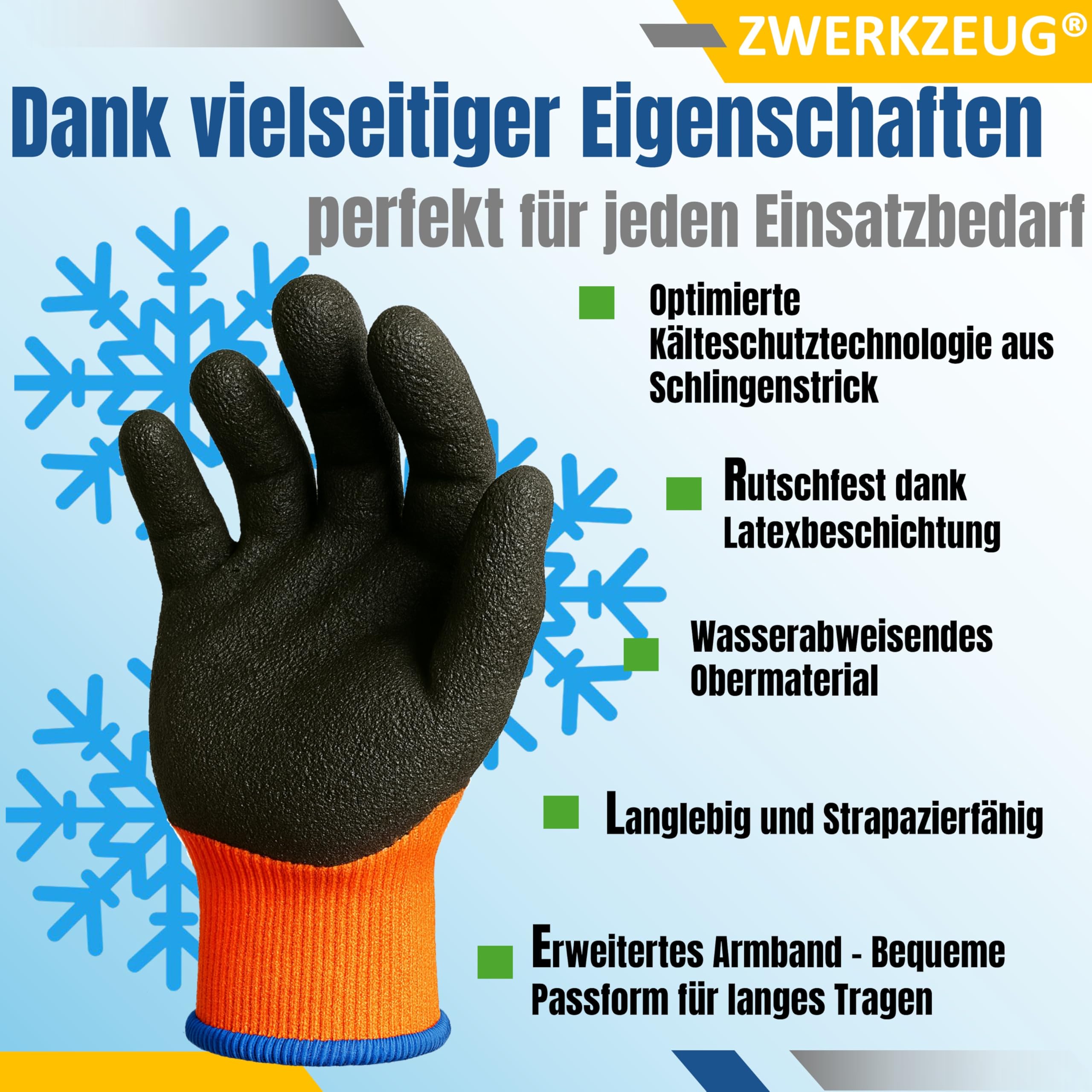 10 Paar Warme Arbeitshandschuhe für kalte Tage - Winter Bauhandschuhe mit Latex-Beschichtung - Thermo-arbeitshandschuhe Abriebfest - Herren Sicherheitshandschuhe (Thermo, 9-L)