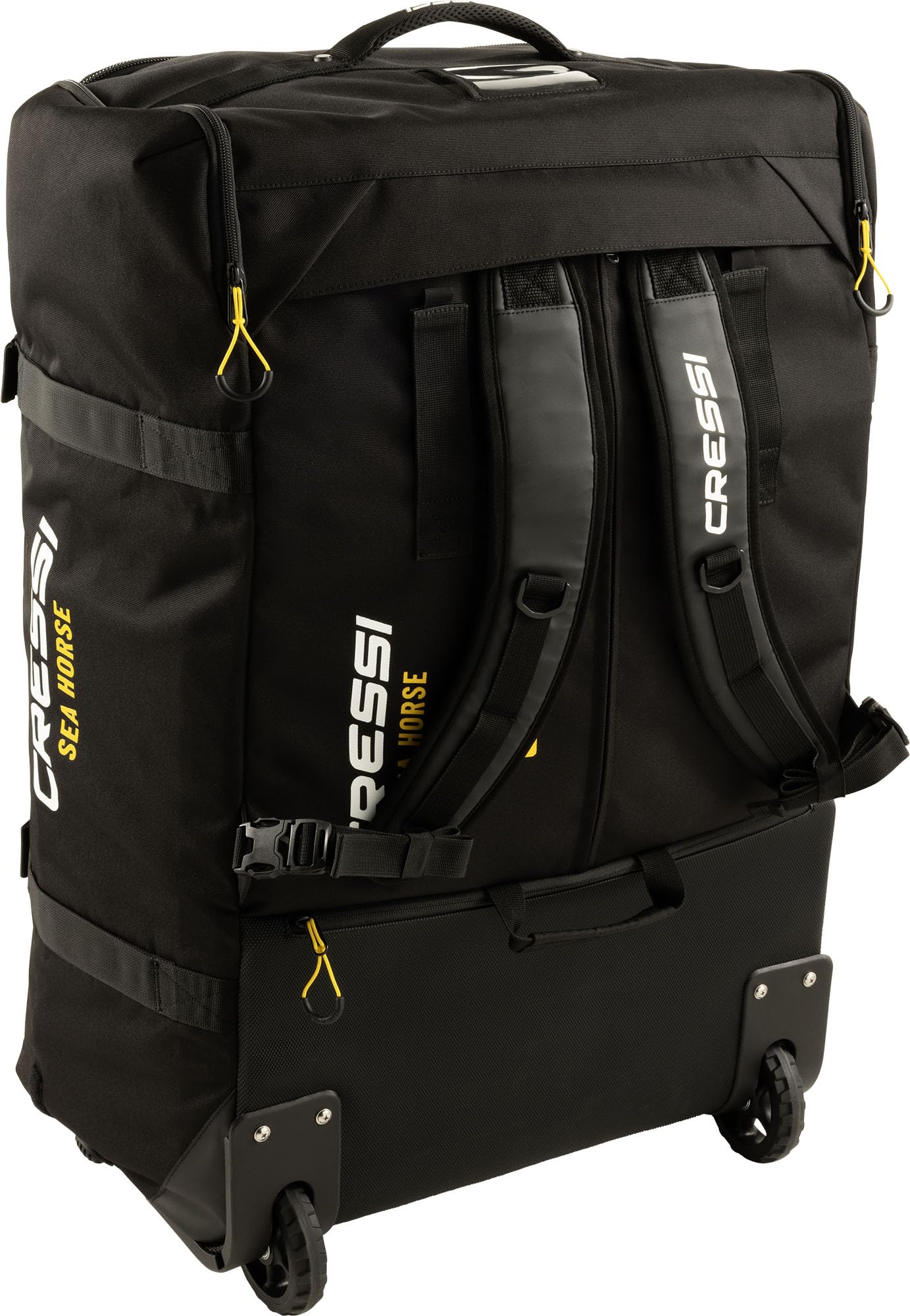 CRESSI Sea Horse Rucksack mit Rollen für Reisen und Wasseraktivitäten, Schwarz, 57,1 x 33 x 81,3 cm, Schwarz, Seepferdchen