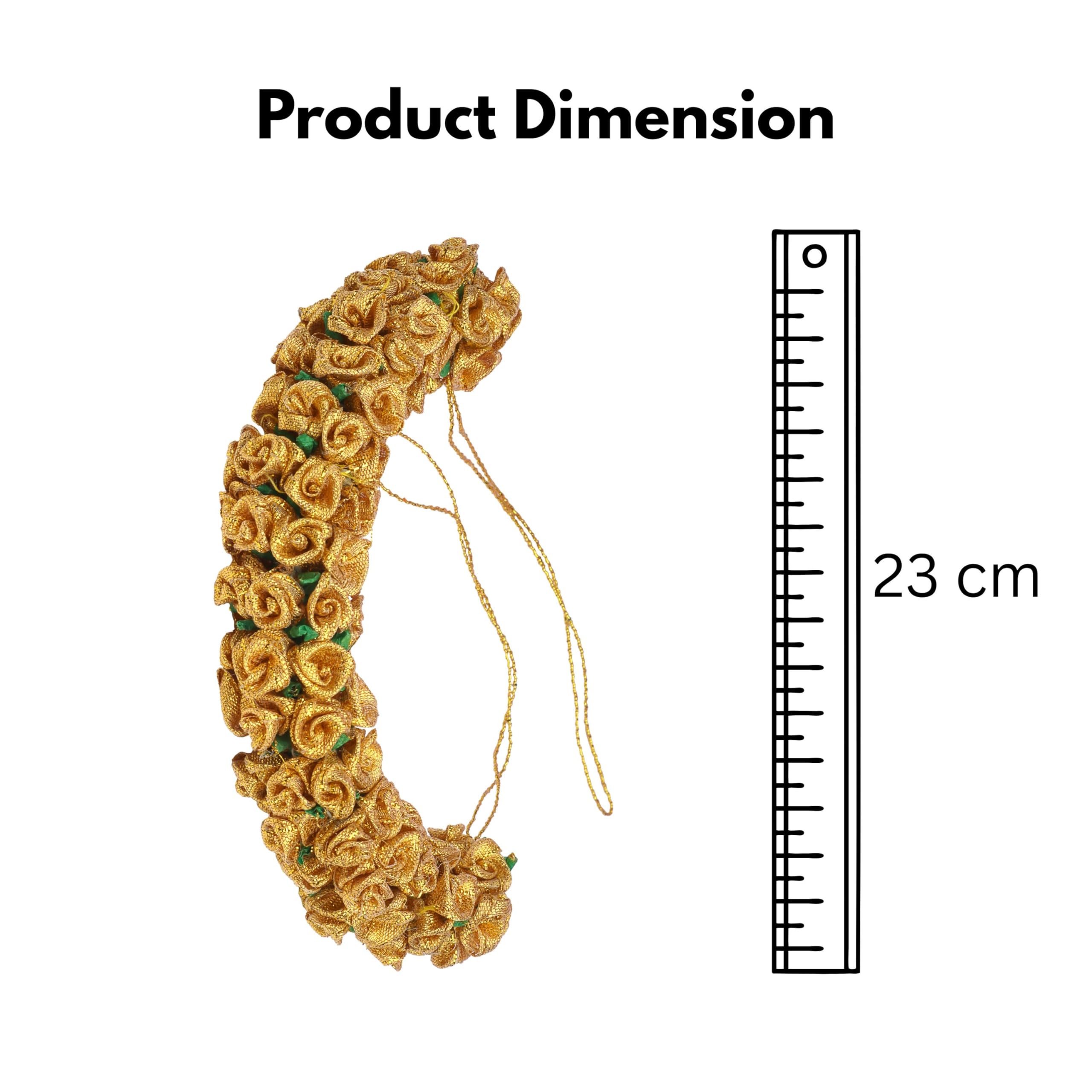 TrendyTrolley Artificial Gold Gajra for Women | Natural Looking Mogra Flower Hair Gajra for Wedding, Haldi, Mehendi & Bride to Be | Lightweight Floral Hair Accessory (1 Pc) 2