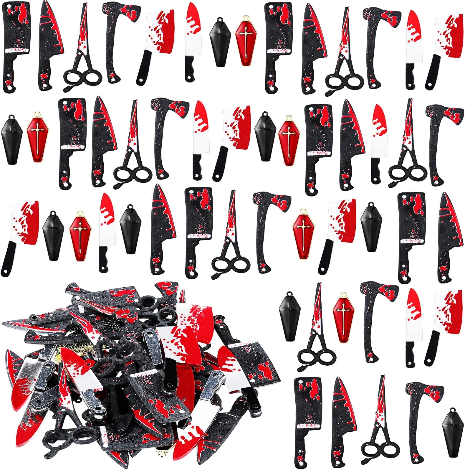 Amazon.com: CCOZN 32 Pcs Fake Knife Charms, Halloween Pendant Mini ...