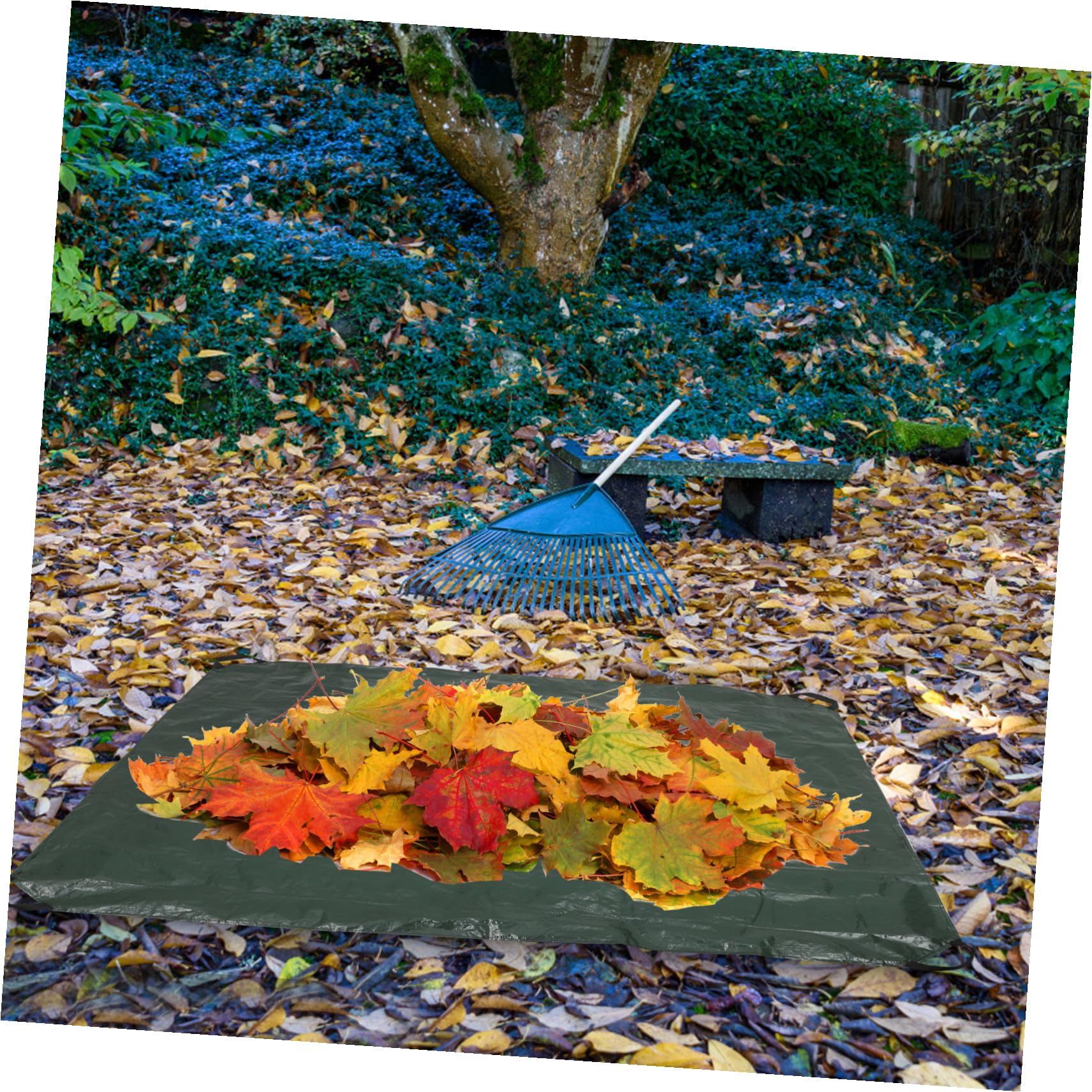 Paquet Grand Format de Ramassage de Feuilles avec Poignées Pliable Pe Vert | Feuilles et Déchets de Jardin, Transport Facile, Usage Cour, Terrasse, Réutilisable, Capacité Élevée