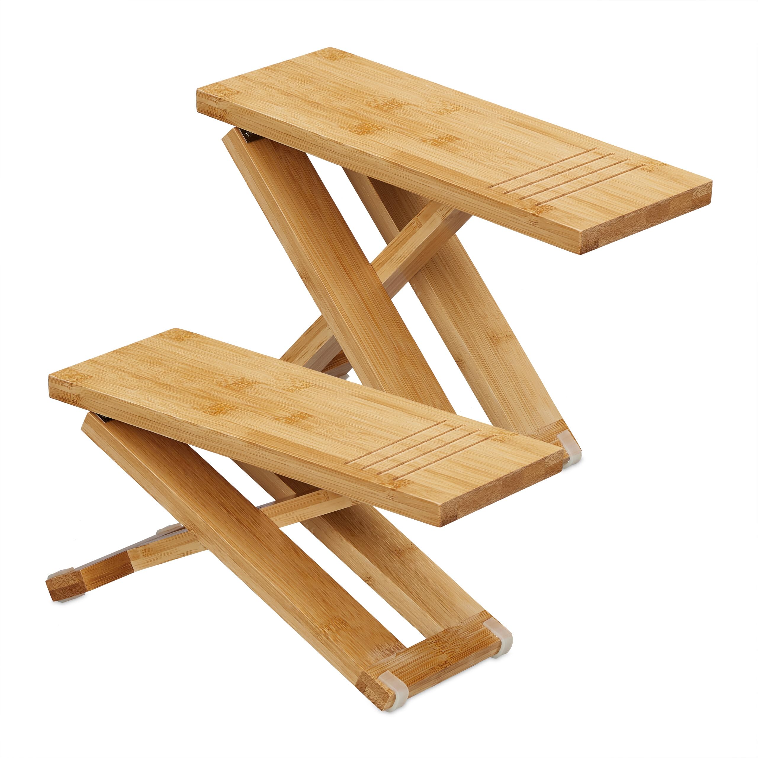 Relaxdays Taburete Fisiológico Inodoro, 2 Piezas, Escalón WC, Reposapiés Plegable para IR al Baño 23x12x31 cm, Natural, Bambú