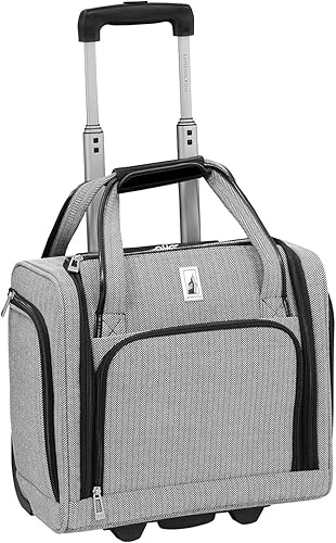 Miniatura 2 de LONDON FOG Newcastle Softside - Maleta giratoria expandible, NEGRO BLANCO HERRINGBONE, Newcastle Softside - Maleta giratoria expandible