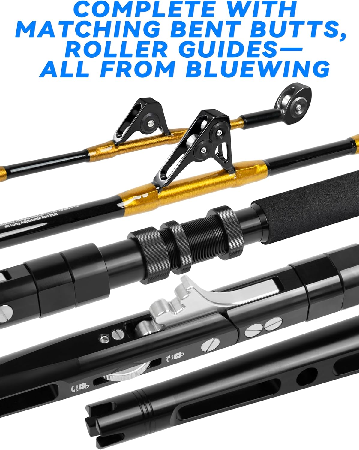 BLUEWING Offshore Bent Butt Trolling Rod Fishing Roller Rod Deep Sea Fishing Pole