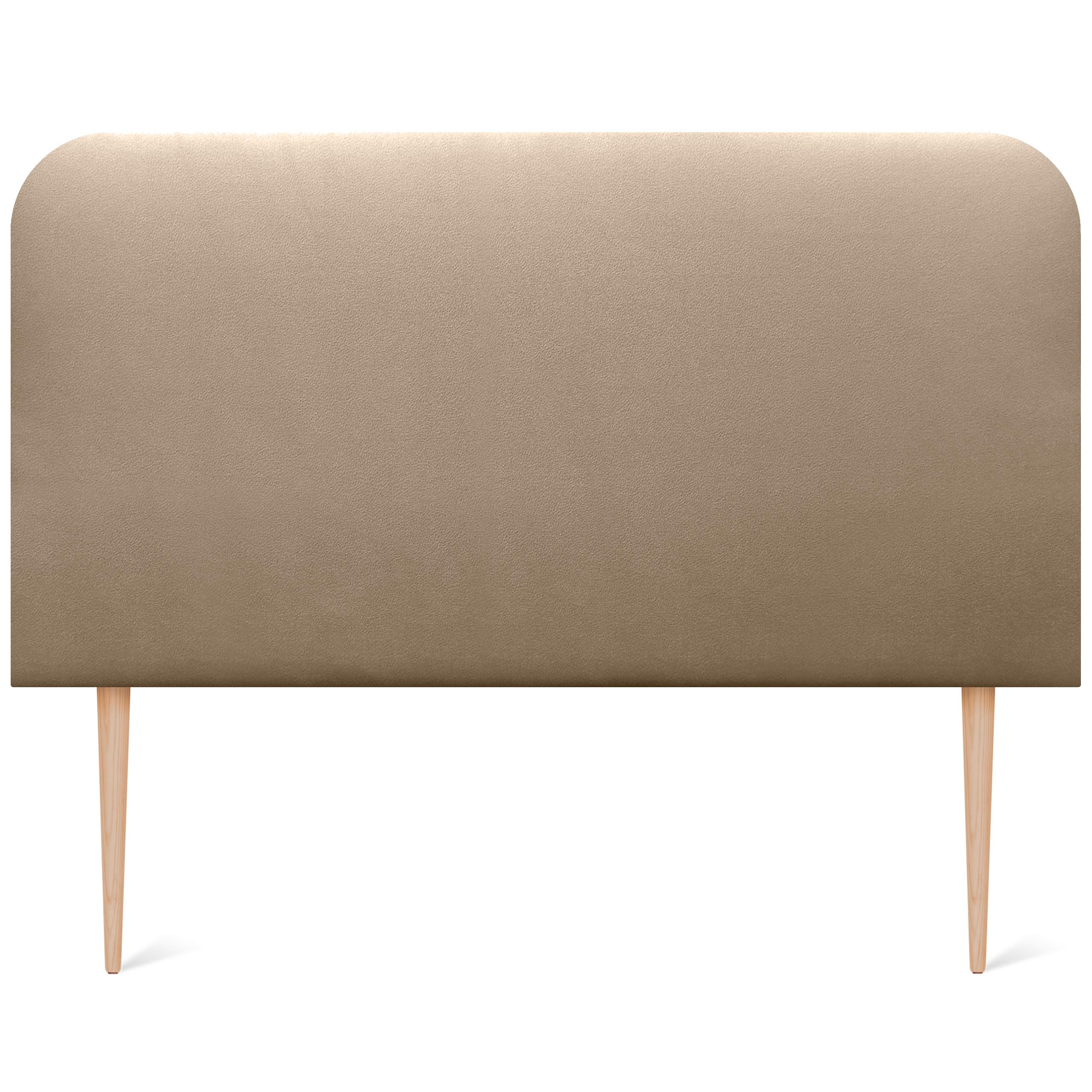 DHOME Cabecero Tapizado Liso Curvo Polipiel 70cm Altura con Patas para Pared Acústicos Cabeceros Absorbentes Cabezal Cama Dormitorio (Champán, 160cm)