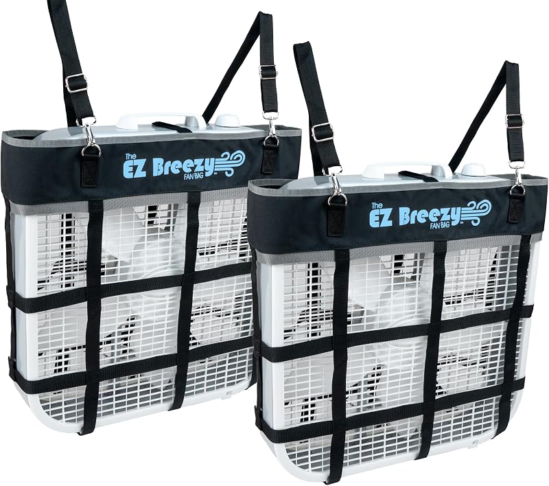 Suporte para Ventilador de Baia em Bolsa de Nylon Southwestern Equine EZ Breezy, Preto, Pacote com 2