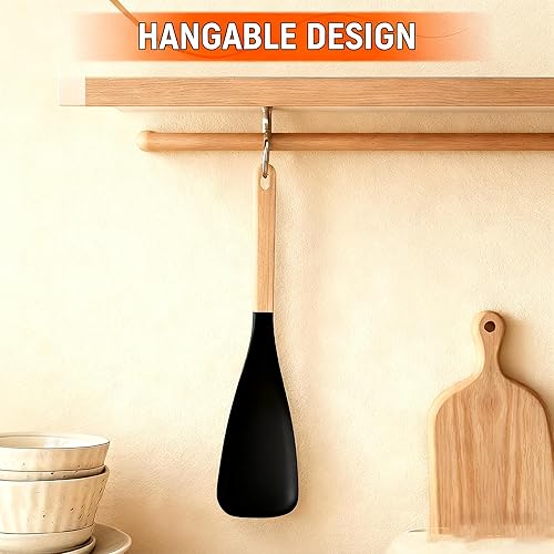 Miniatura 3 de Cuchara de cedro y ceniza, cuchara de cedro y ceniza, cuchara de cocina multifunción (2 negras)