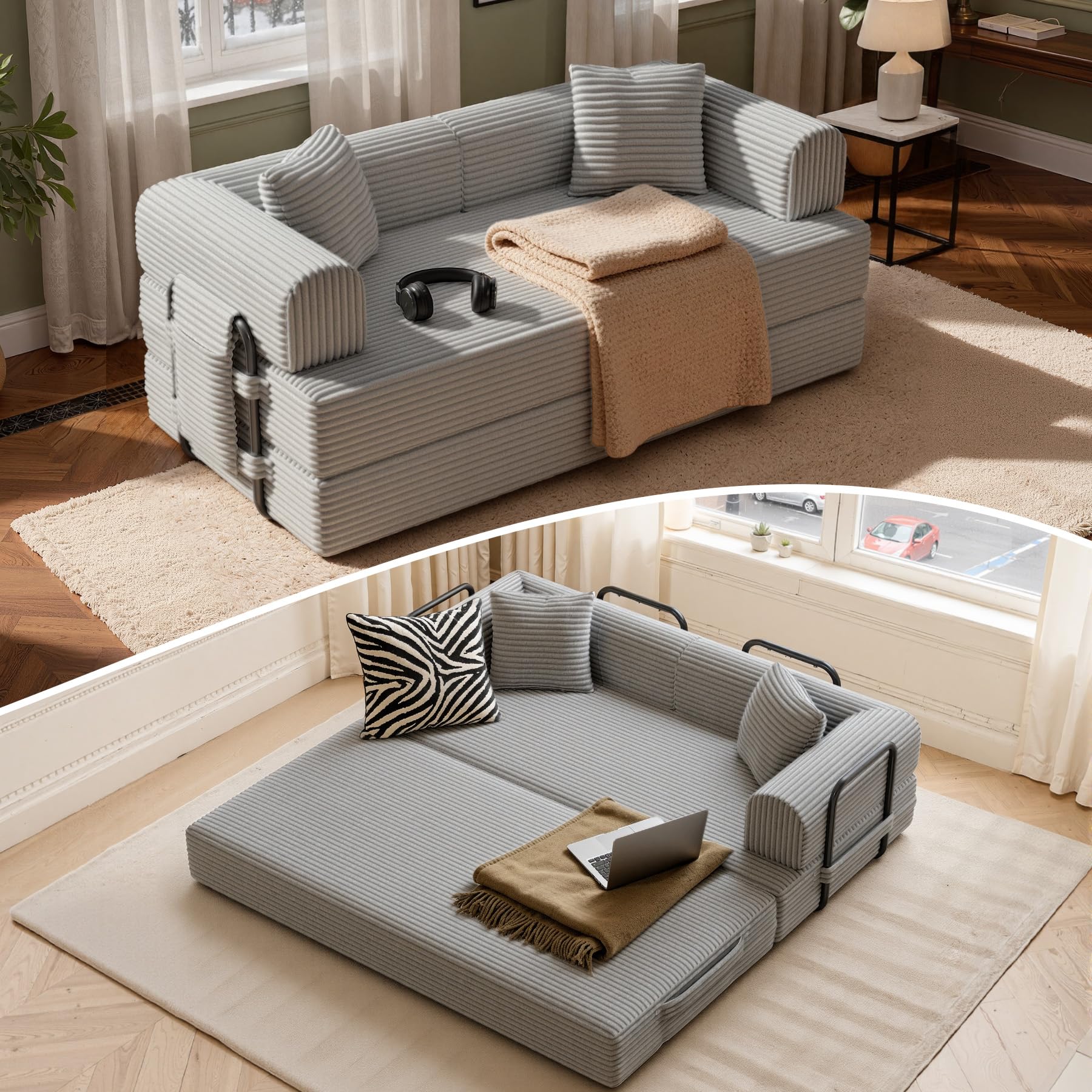 Amazon.com: Luxanimarion Convertible Coarser Corduroy Sleeper Sofa