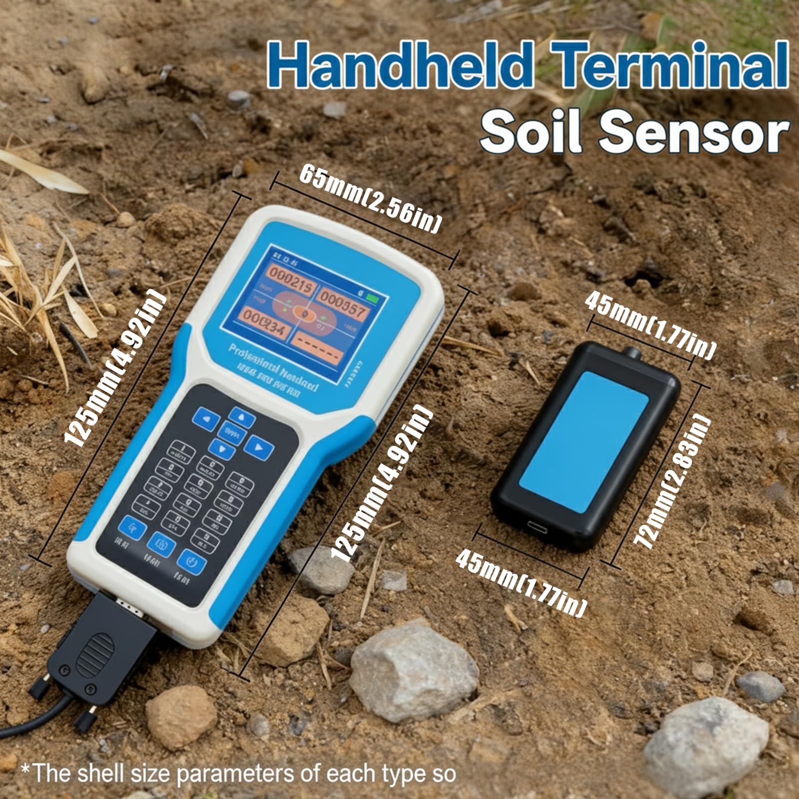Testeur de sol numérique 7 en 1 pH, NPK, EC, humidité, température et humidité avec écran LCD couleur, enregistrement des données et export Excel pour l'agriculture et le jardinage