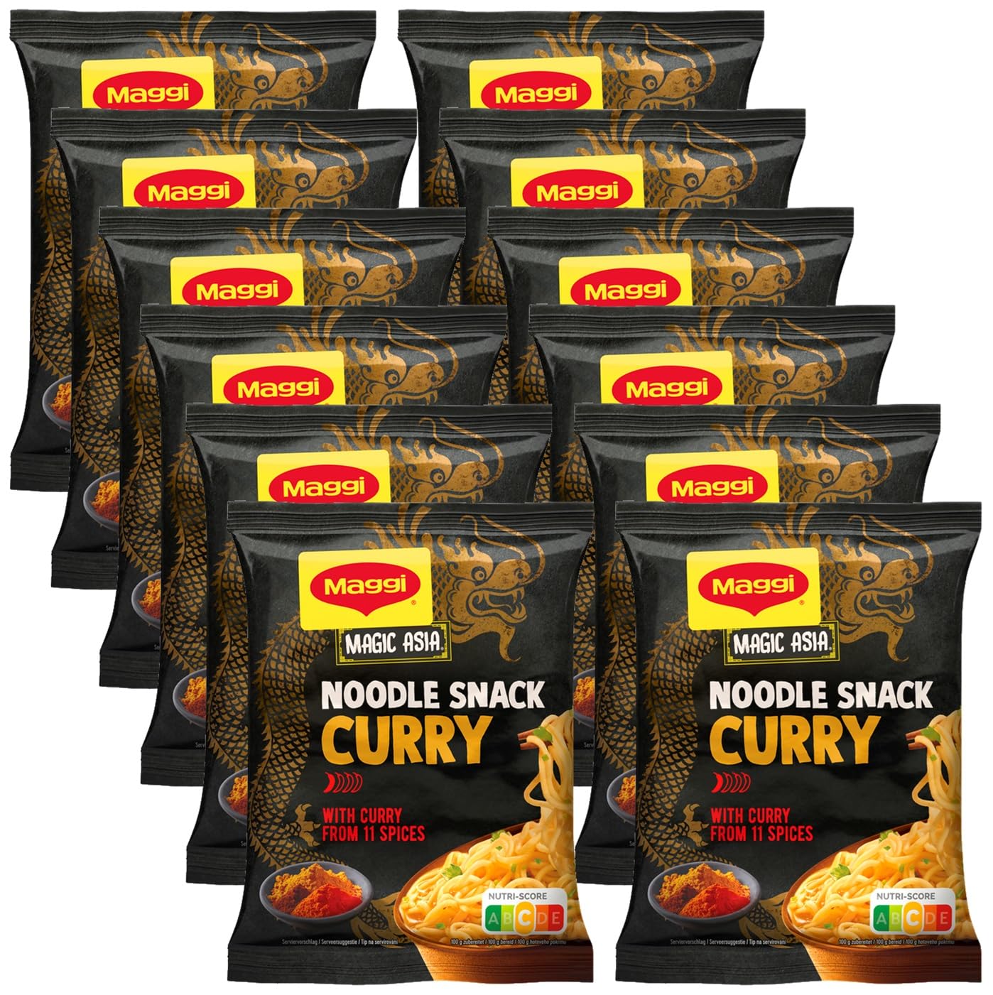 Maggi Magic Asia Instant Nudel Snack Curry, asiatisches Fertiggericht, 12er Pack (12 x 62g)