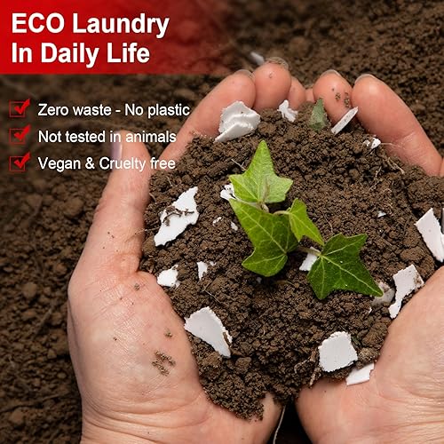 Miniatura 18 de Hojas de detergente para ropa, hasta 128 cargas, hipoalergénicas, ecológicas, sin perfume, biodegradables, sin plástico, sin líquido, adecuadas