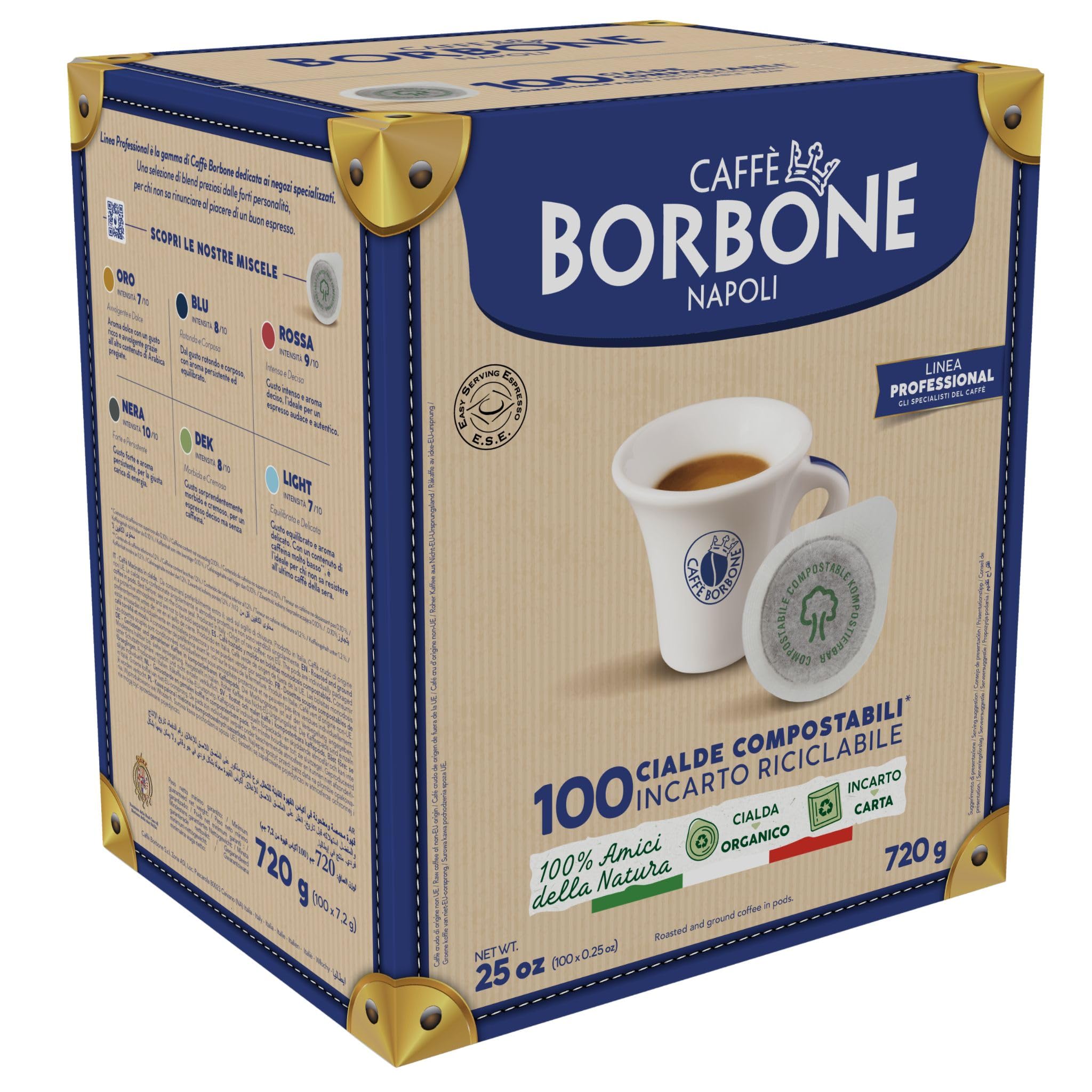 Caffé Borbone 4 x 50 Kaffee-Pads 44 mm: 50 Schwarz, 50 Blau, 50 Rot, 50 Gold