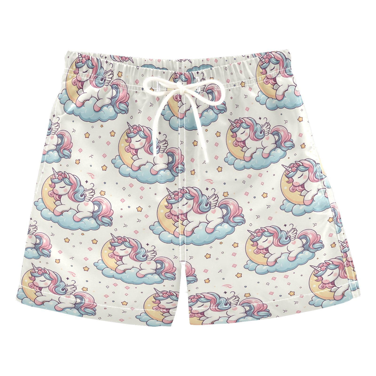 ALAZA Cute Unicorn Sleep Moon Boys' Swim Trunks Beach Shorts Quick Dry Swimsuit 6 Years