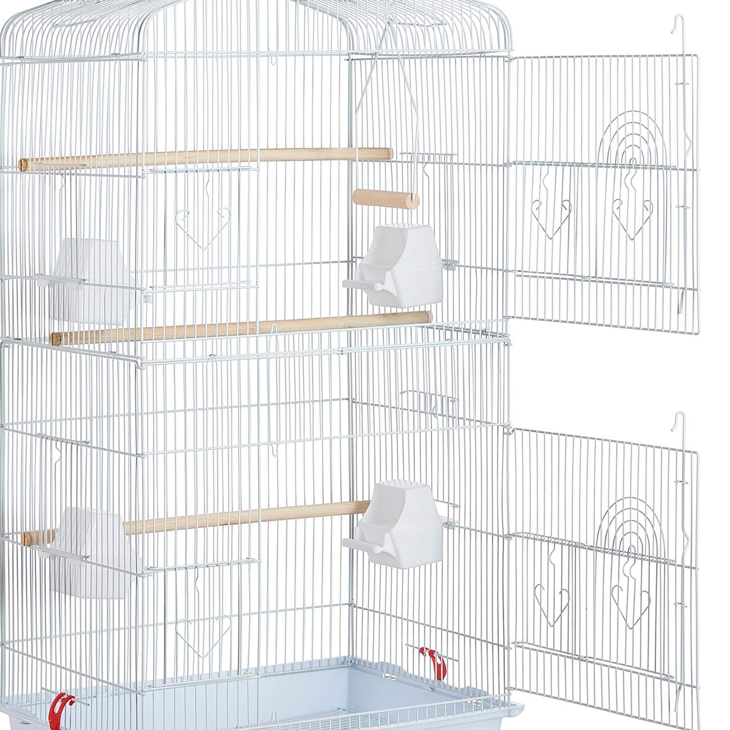 Buy Yaheetech White Open Top Bird Cage Large Budgie Cage Parrots Cage