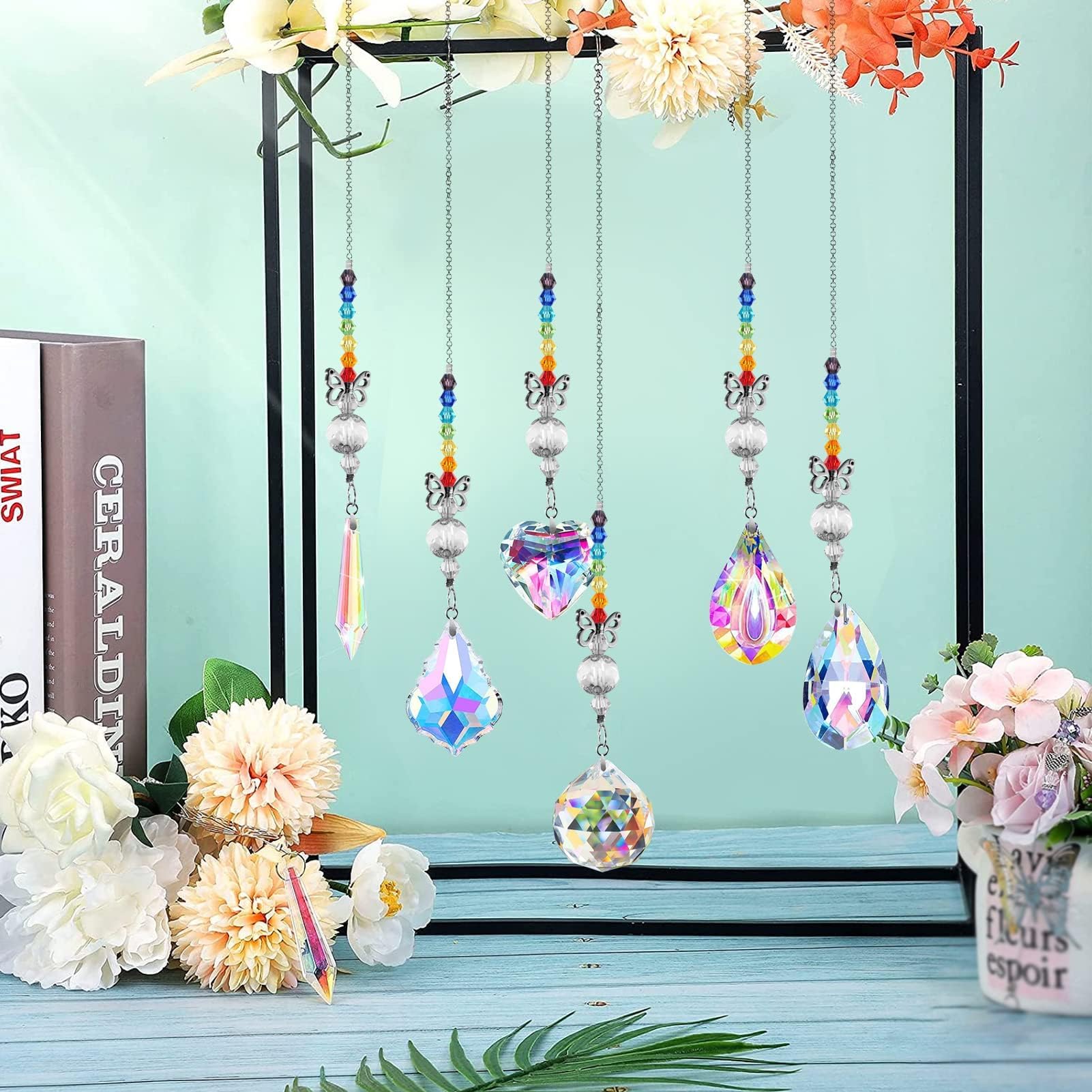 Kit Attrape-Soleil Cristal 360+ Pièces Asoway - DIY Déco Fenêtre, Jardin, Bureau Avec Prismes Et Chaînes