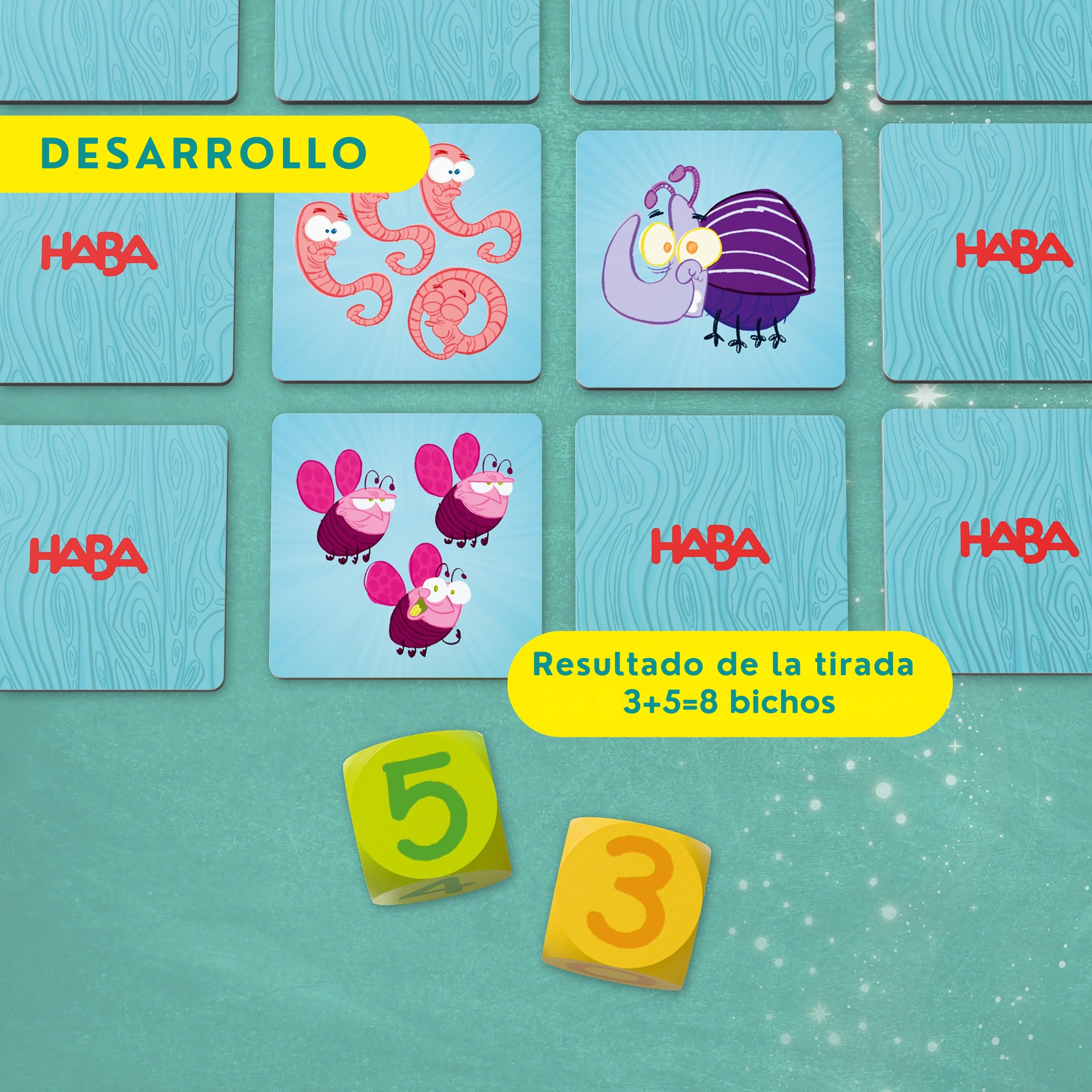 HABA 2013336004 - Bichos, Juego Infantil de Mesa de Memoria y cálculo Mental (Sumas hasta 10). Más 6 años