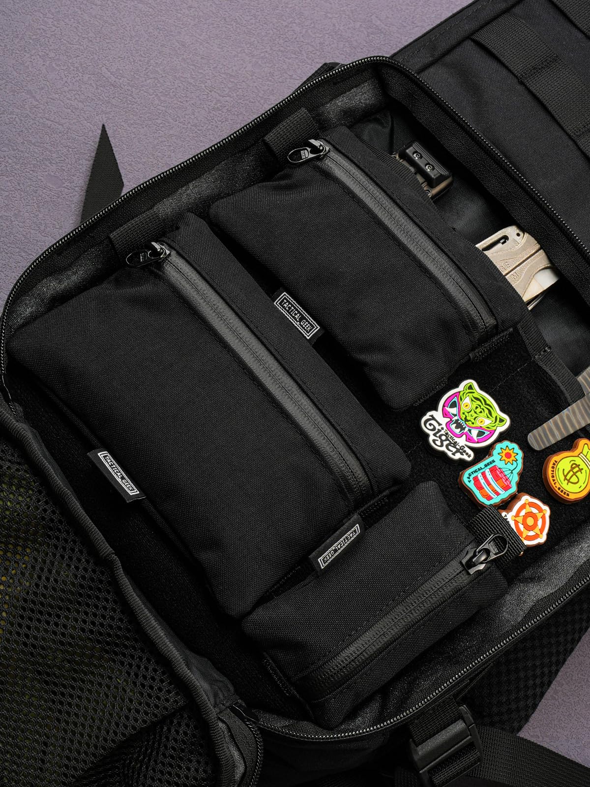 TACTICAL GEEK Storage A5 EDC - Set di borse portaoggetti multiuso con ganci e passanti EDC Gadget, piccola borsa per attrezzi, separatore per borse per l'uso quotidiano, Nylon 500D Nero, Piccola borsa