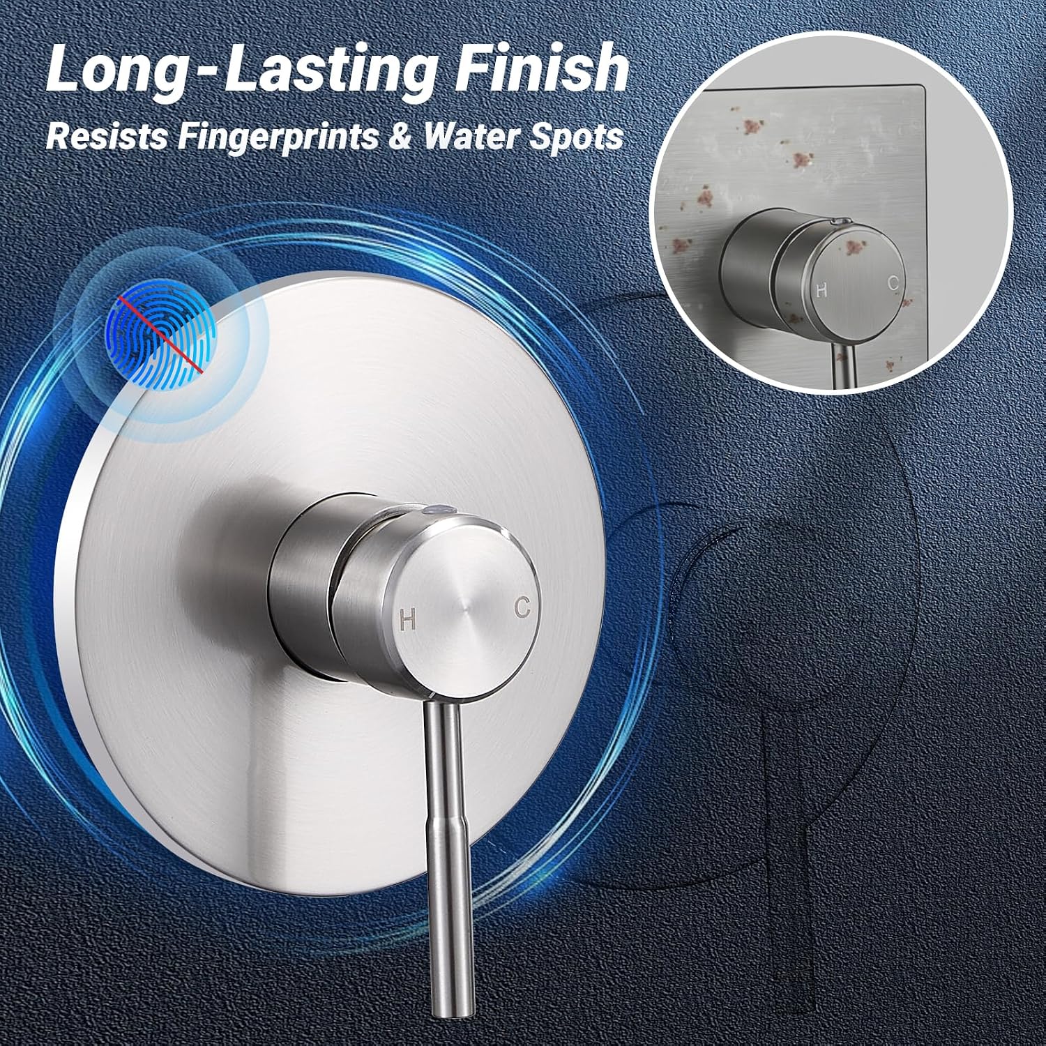 Rainfall Shower Head, Shower Faucet Set with Pressure Balance Valve, SUS304 Stainless Steel Rain Shower System Wall Mount Shower Valve and Trim Kit, Brushed Nickel