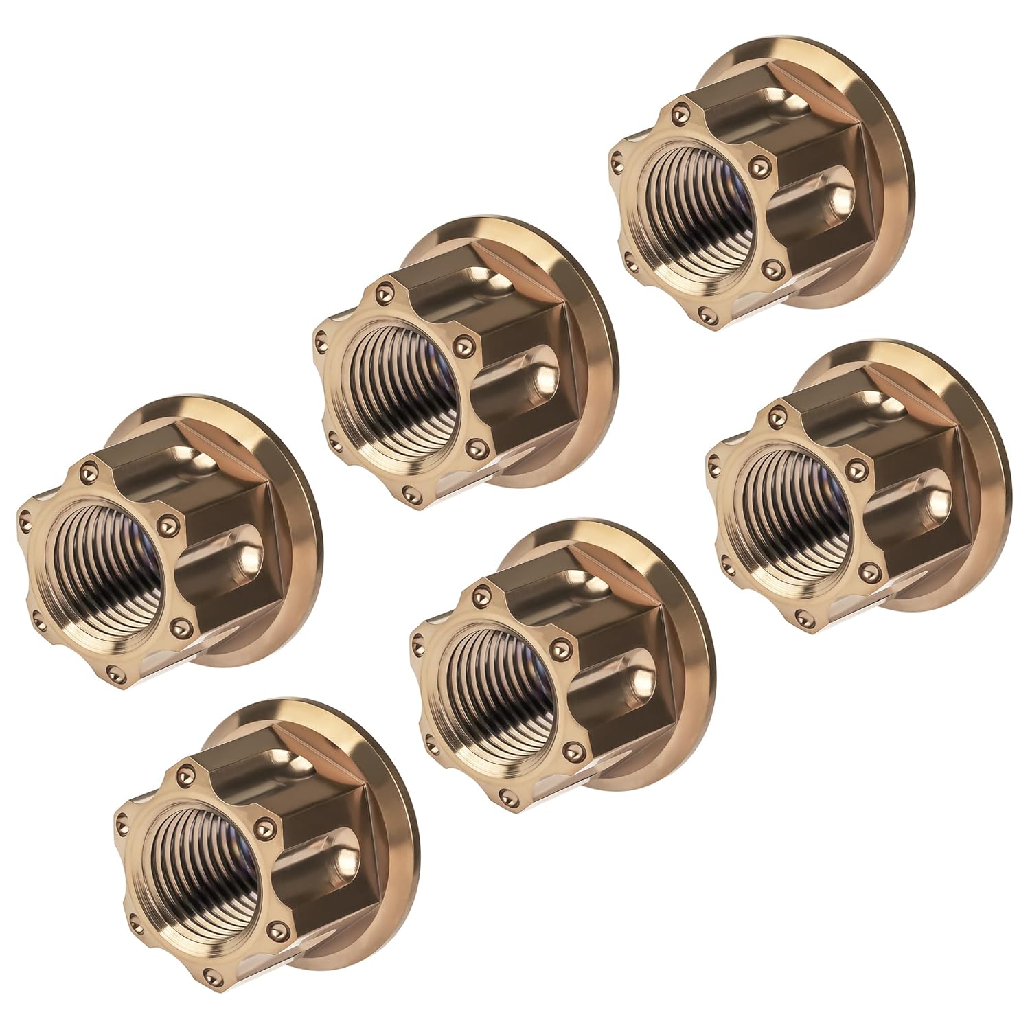 Titanium M6 M8 M10 M12 M14 M16 Flange Bolt Nut Bicycle Motorcycle Rear Axle Car Modification Accessories Pack of 6 (M10 Pitch 1.5mm, Bronze)