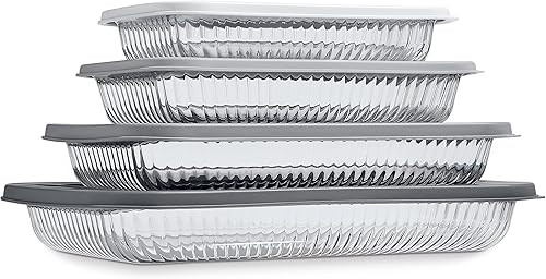 Miniatura 10 de COOK WITH COLOR - Juego de 8 piezas de refractarios profundos de vidrio con tapas de plástico, para hornear y almacenar alimentos, aptos para