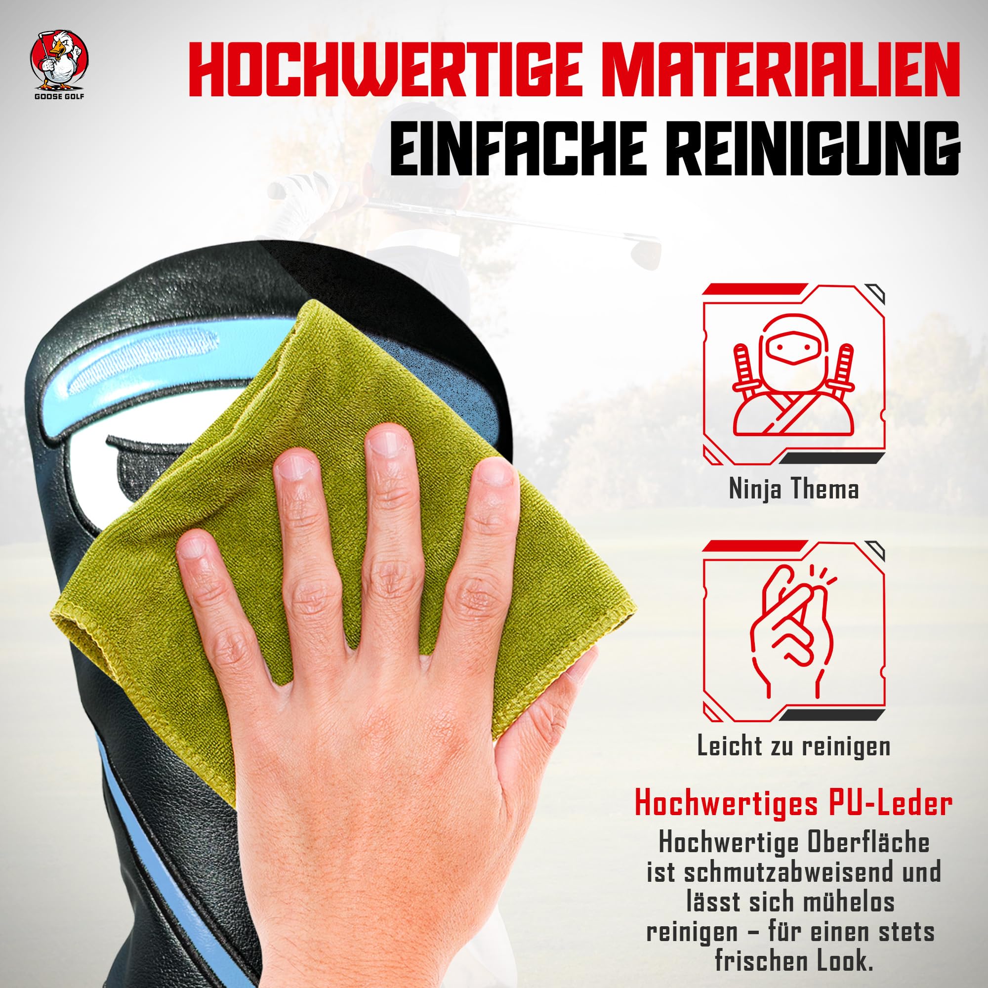 Universelle Golfschlägerhauben für Driver und Woods – kompatibel mit allen Marken (Callaway, Taylormade, Titleist…) – Premium-Schutz mit elastischem Verschluss – Goose Golf