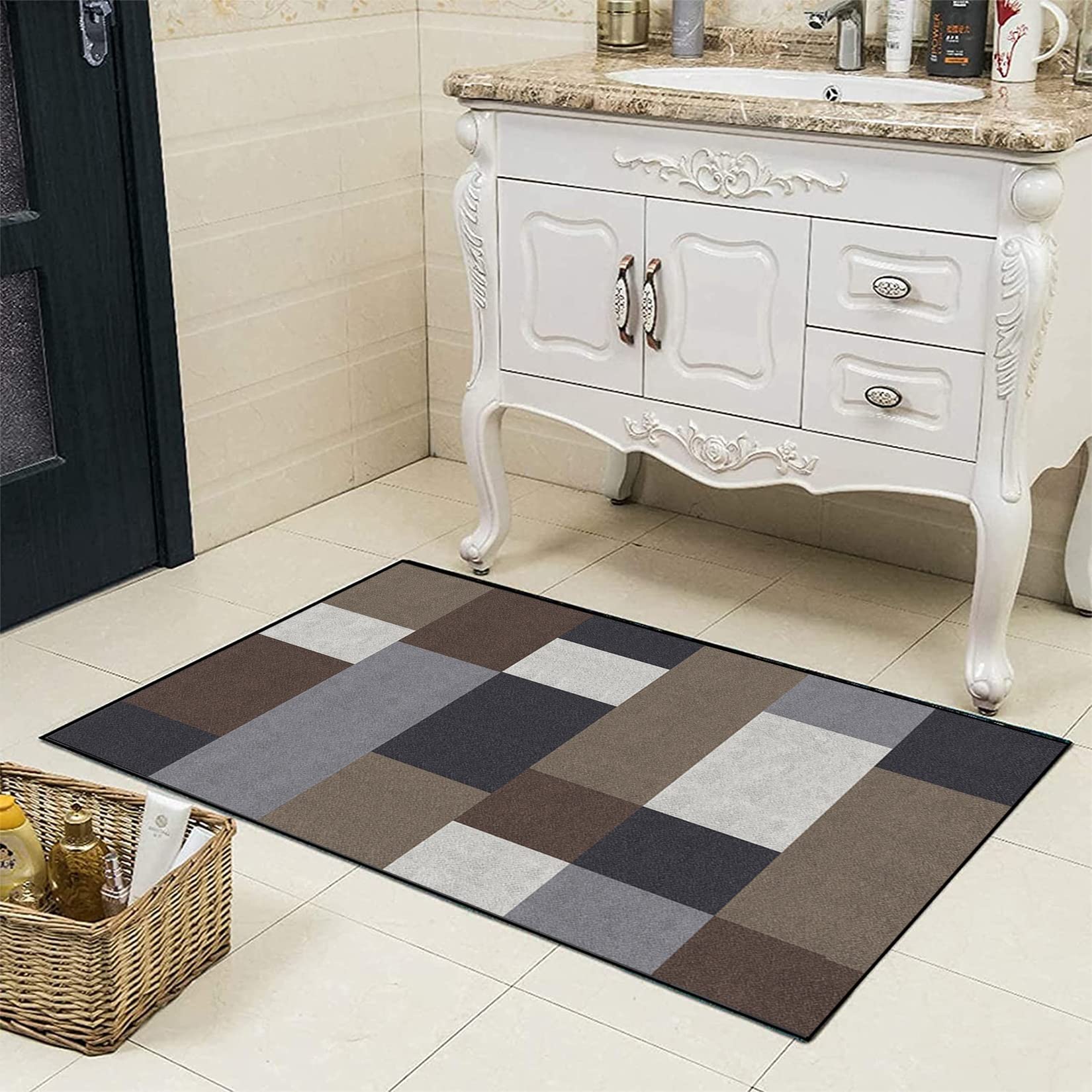 Generisch Fußmatte, Schmutzfangmatte, 90 x 130 cm, Viele Größen, rutschfest, individuelle Länge, moderner Wohnzimmerteppich für Schlafzimmer, Wohnzimmer-Fußmatten, D