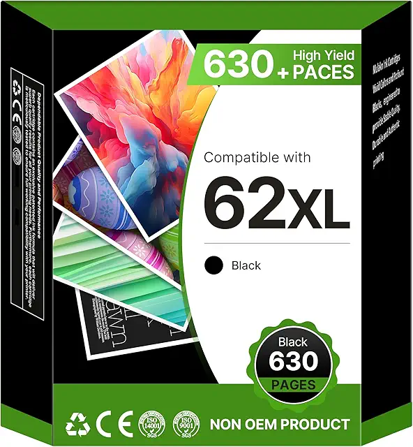 Cartouche d'encre 62XL Noir pour HP Envy 5644 - Remplacement HP 62