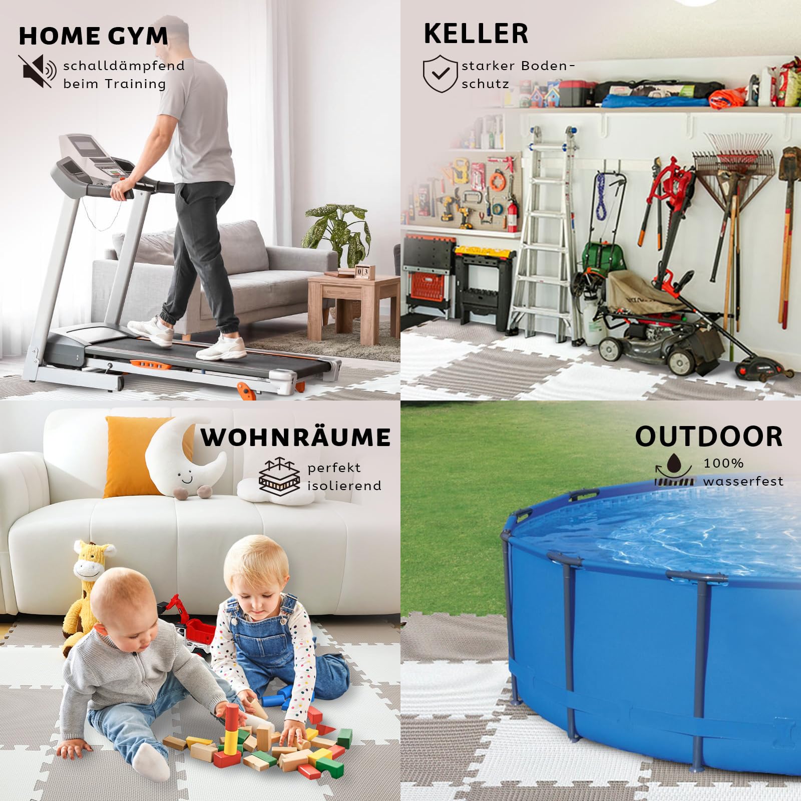 Puzzlematte für Kinder - Eva Schaumstoff Bodenschutzmatte, Abwaschbar, Weich und Umweltfreundlich - Spielteppich für Kinderzimmer, Outdoor, Krabbelmatte, 30x30 cm
