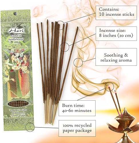 Miniatura 3 de Prabhuji's Gifts Hari Varillas de incienso espiritual enrolladas a mano de la India, varillas aromáticas, para meditación, yoga, relajación e