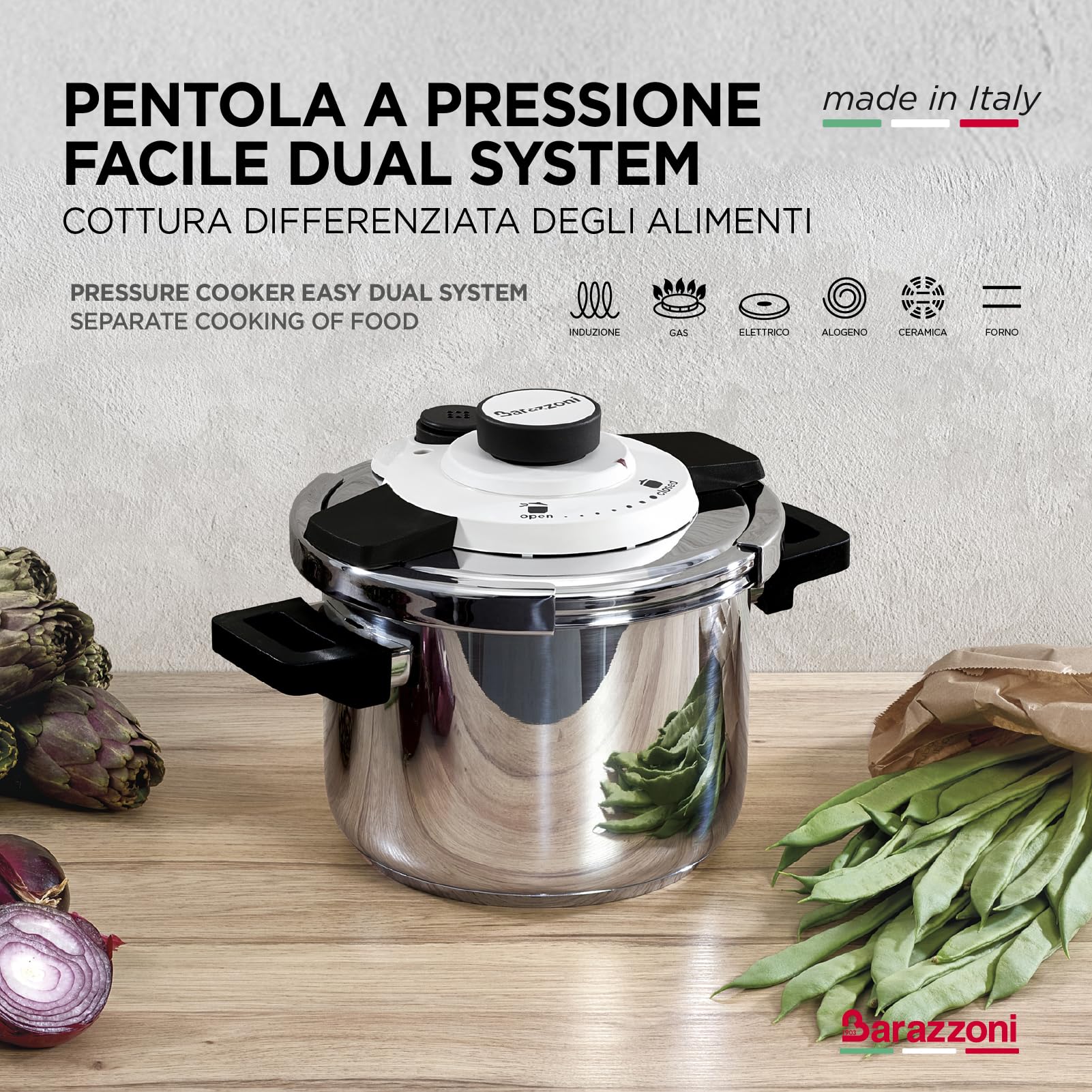 Amazon.com: Barazzoni Easy Dual System 2.0, Pressure Cooker, 6