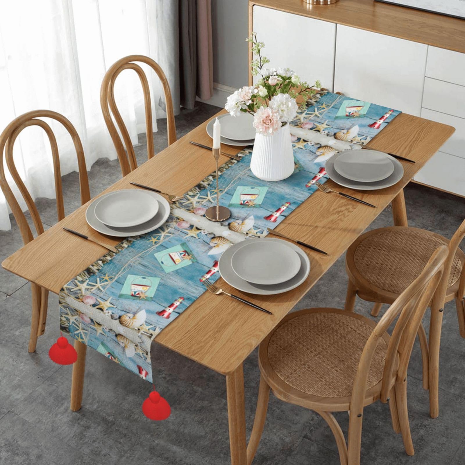 Chemin de table de Noël étoile de mer 152cm pour vos repas de fêtes