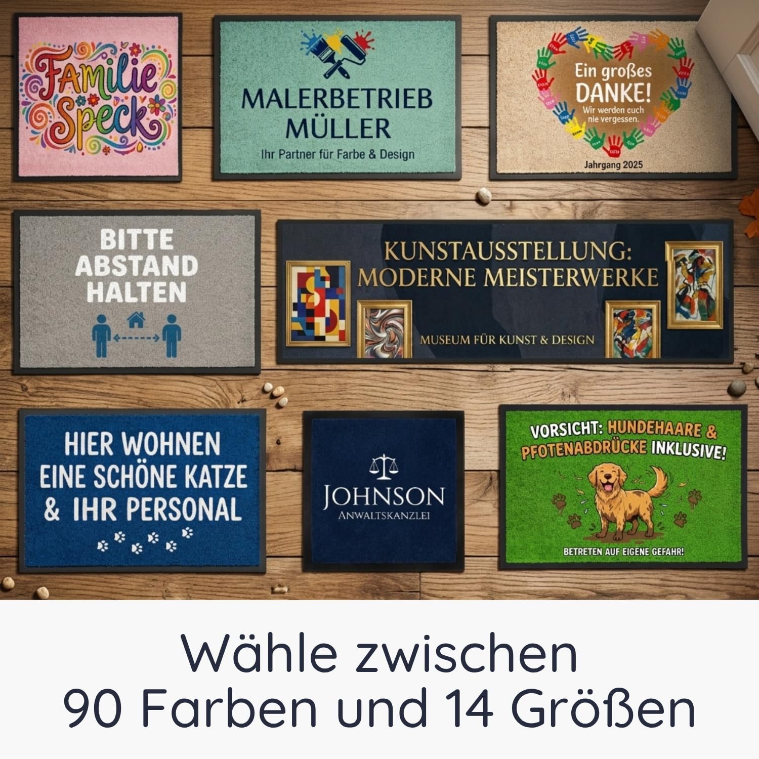 Personalisierte Fußmatte mit Logo & Wunschtext (75x150 cm) – Schmutzfangmatte selbst gestalten – Rutschfester Türvorleger mit Gummirand für Firmen, Eingang & Messen – Waschbar & Fotodruck