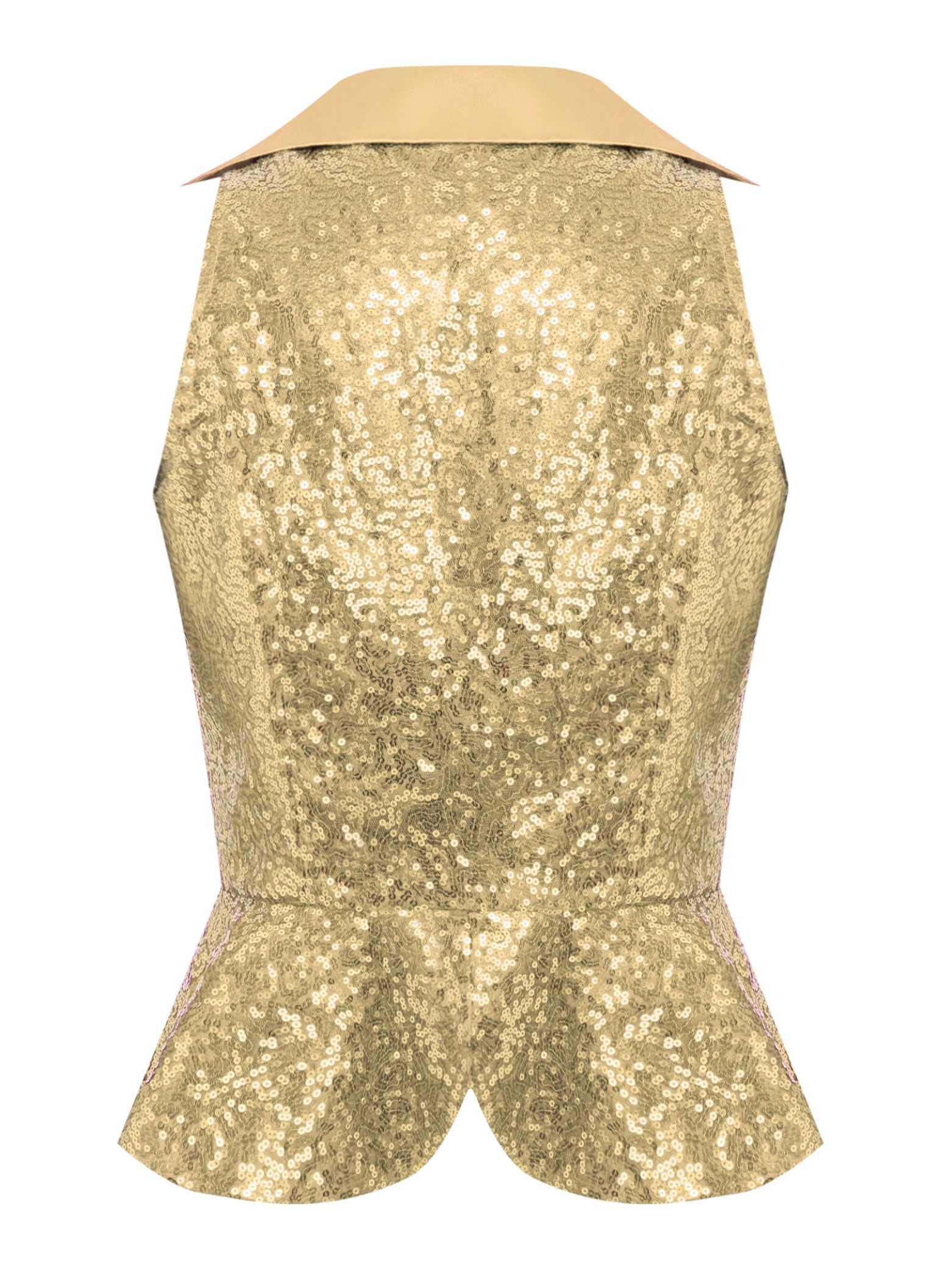 Jugaoge Chaleco brillante para mujer, chaleco festivo con lentejuelas, corte ajustado, cuello en V, blusa profunda, blusa en V, uniforme de camarero, ropa exterior, discoteca, bar, danza