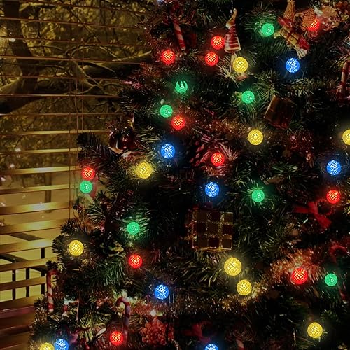 Miniatura 3 de Anycosy Guirnalda de luces de Navidad G3, 50 luces LED globo, impermeables, funciona con pilas, luces multicolor, 8 modos y temporizador para árbol