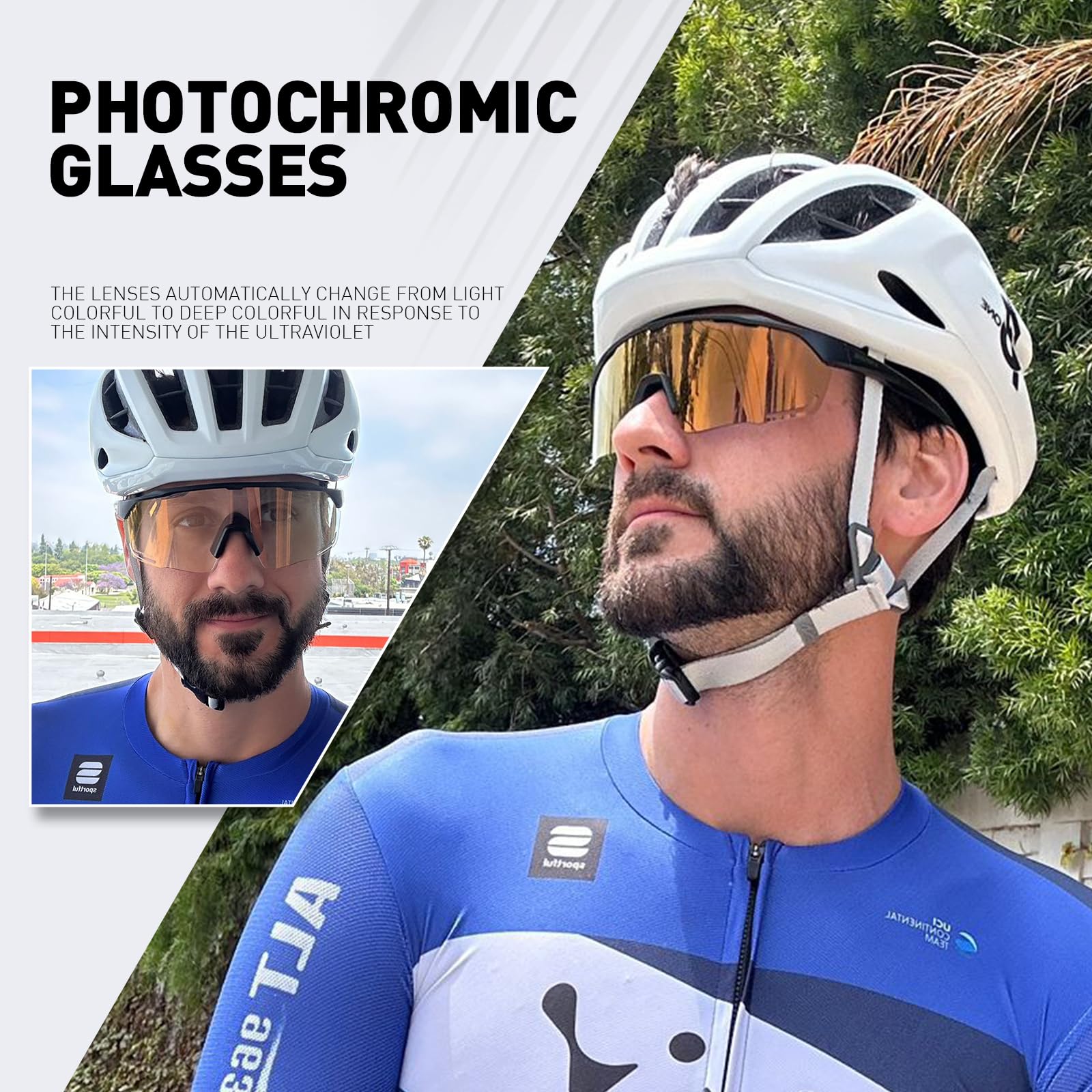 KAPVOE Photochromic Cycling Glasses Sports Sunglasses Clear UV400 Protection Women Men Bike Goggles Running MTB Bicycle Fishing Riding Golf Driving Hiking Glass Cycle Gold Black 12 - Image 2