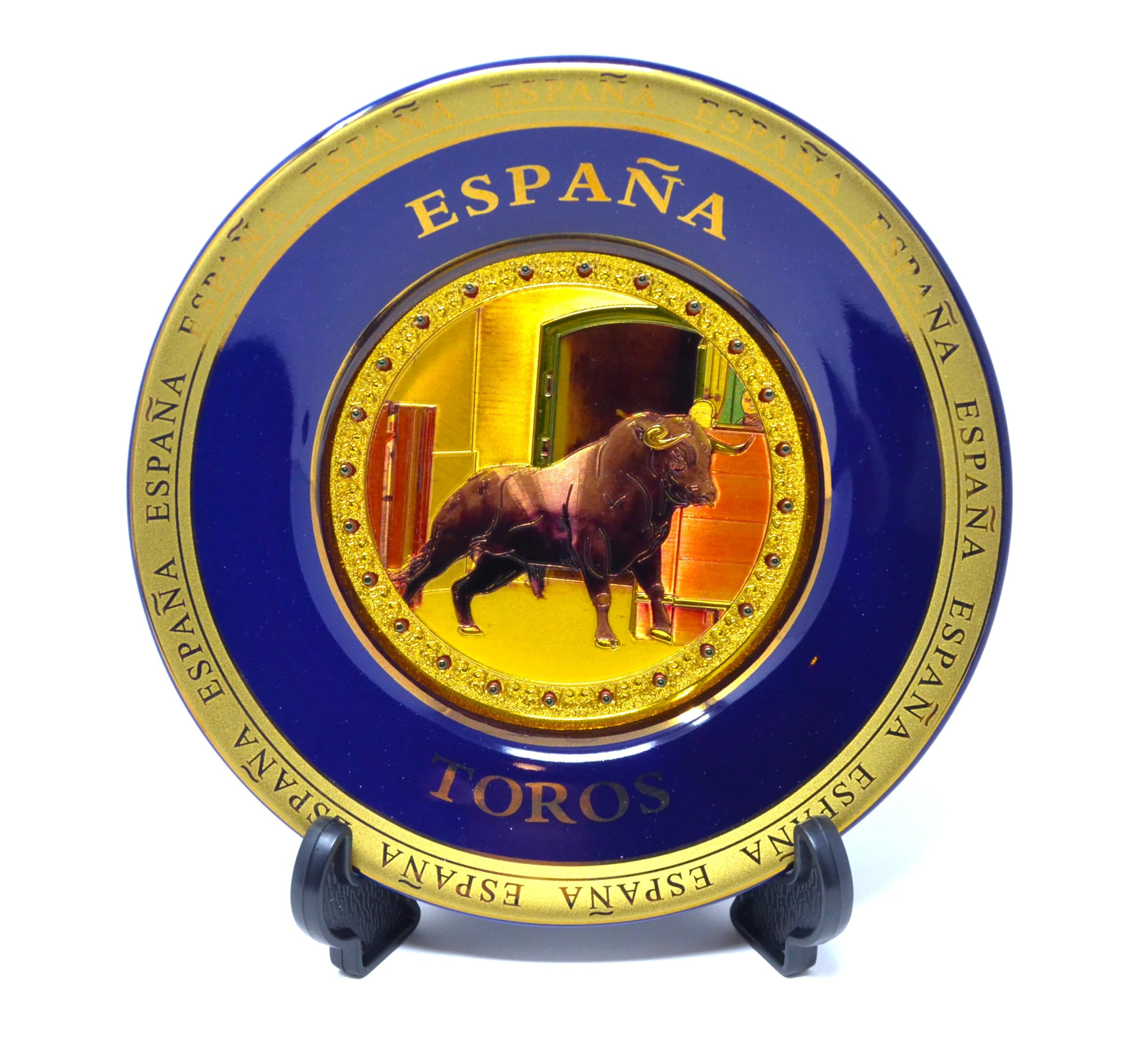 Assiette décorative Espagne plaqué or pour une décoration murale raffinée