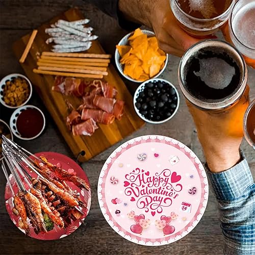 Miniatura 4 de mdgfge Platos desechables de papel con forma de corazón rosa, vajilla decorativa para familia, boda, compromiso, día de San Valentín, cumpleaños,