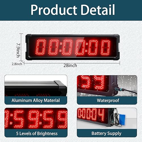 Miniatura 2 de Reloj de carreras con trípode para eventos de correr, cronómetro LED grande con control remoto, temporizador de gimnasio de cuenta regresivacuenta