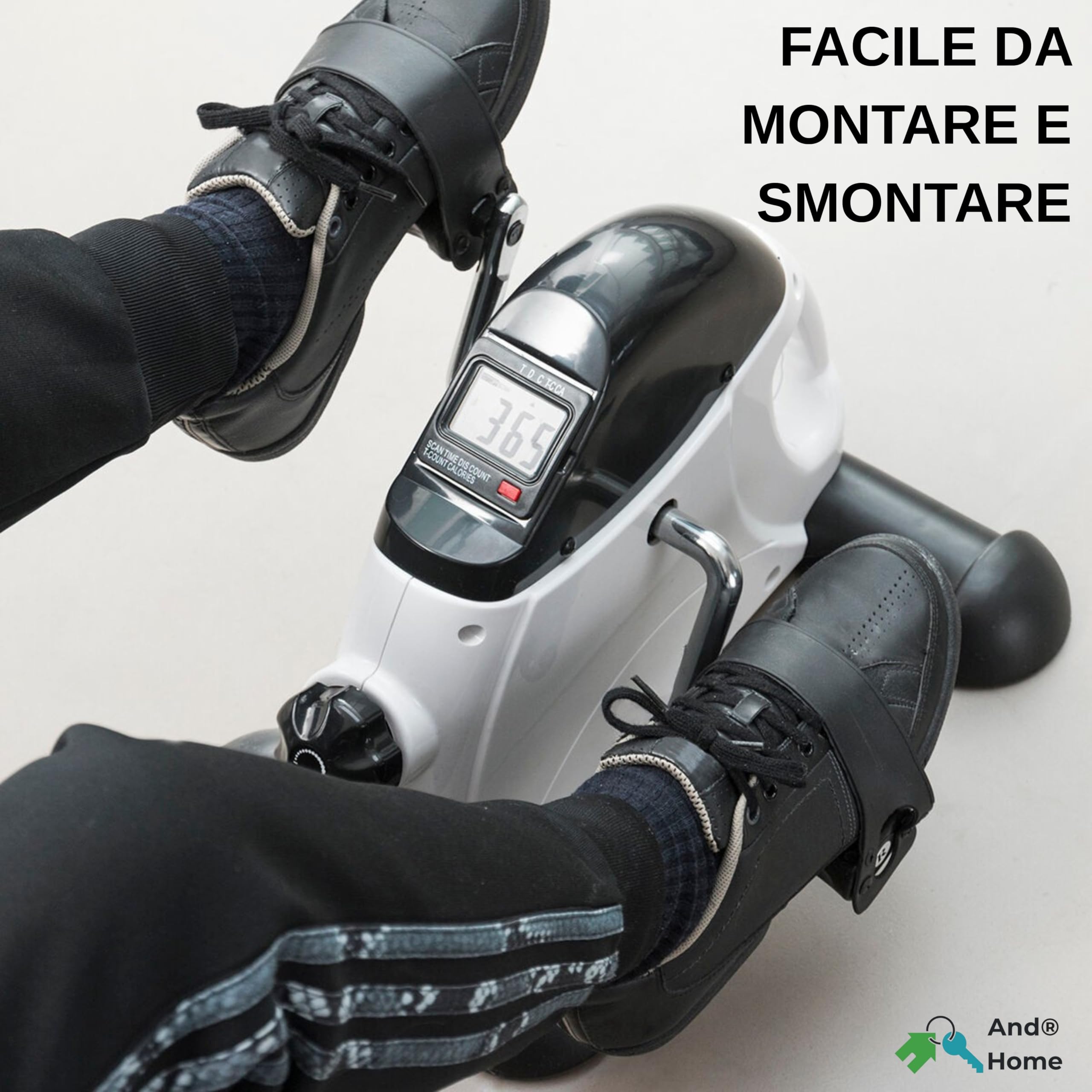 Pedaliera Riabilitazione Braccia/Gambe con Display LCD, Resistenza Regolabile, Mini Cyclette da Scrivania, Pedaliera Per Anziani, Base Stabile Antiscivolo, Pedali XL Antiscivolo, Grigio