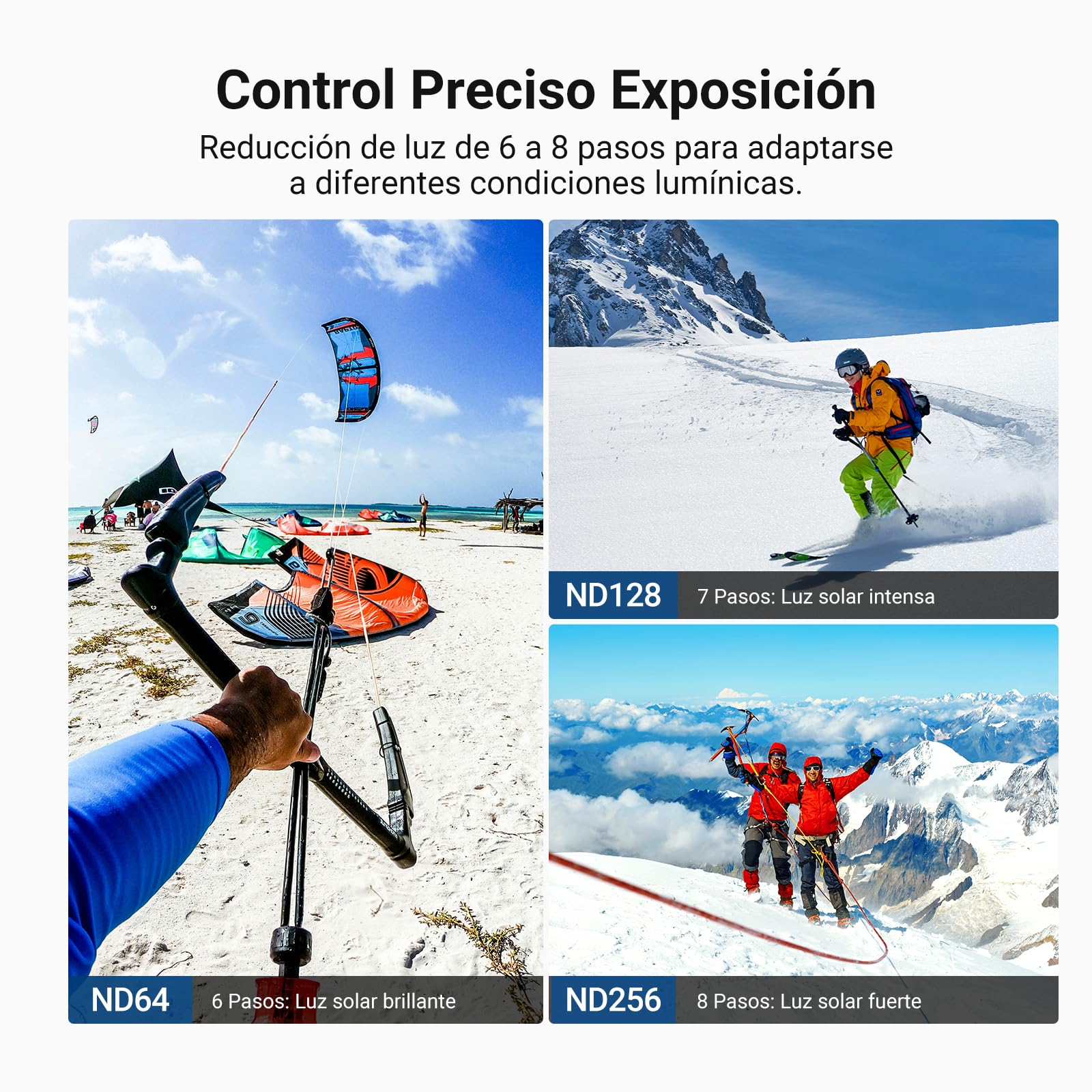 NEEWER Variable ND Filtro Compatible con dji Osmo Action 5 Pro/4/3, ND64-256 6-8 Pasos Snap On Cristal Óptico HD Vidrio Multicapa Densidad Neutra Action CAM Objetivos Filtro Accesorios