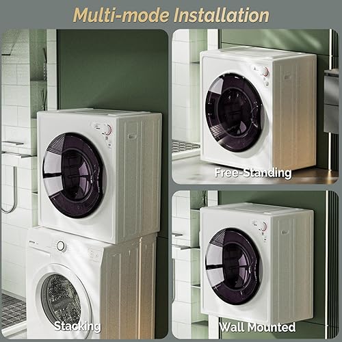 Miniatura 8 de ROVSUN Secadora de ropa portátil de 9 libras, 110 V 1400 W, eléctrica compacta, de carga frontal, con bañera de acero inoxidable y perilla de fácil