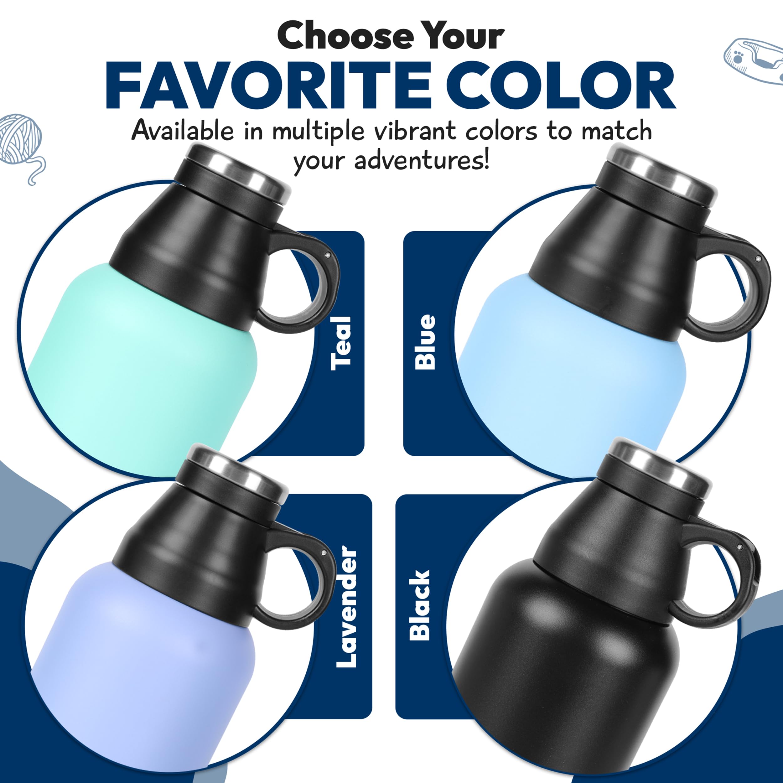 WRTZ Portable Dog Water Bottle with 2 Removable Water Bowls for Dogs – Leak-Proof Insulated Stainless Steel Dog Water Bottle - Travel Accessories for Dogs - 32oz - Black - image 7