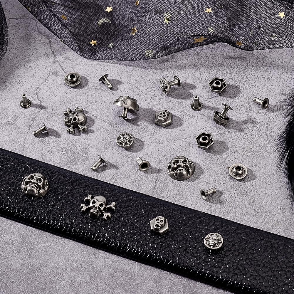 PH PandaHall 80 Sets Skull Head Rivets Screw Back Skull Rivets - Image 4