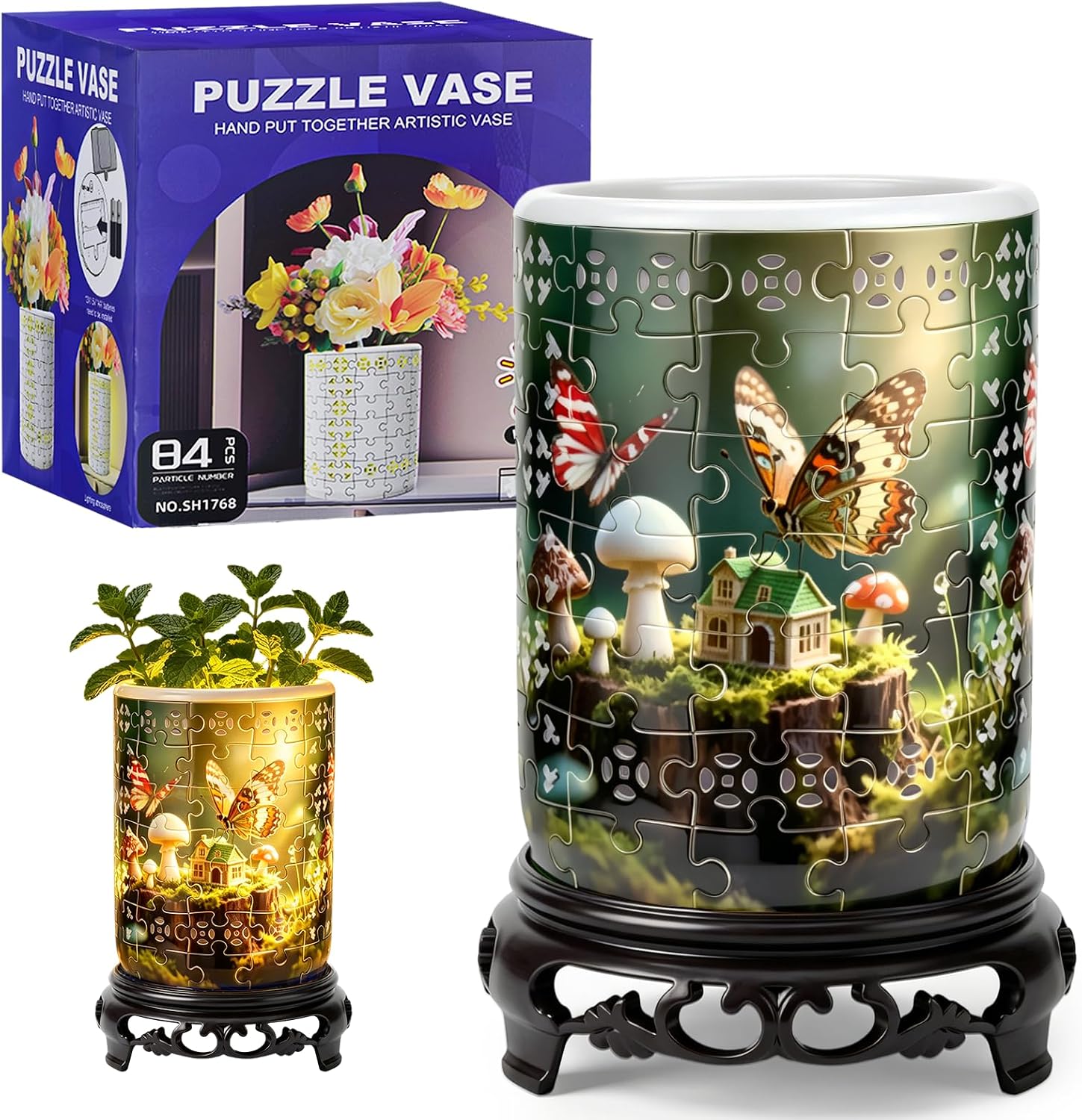 MONVIE 3D Puzzles Planter, 84PCS Glue-Free Planter Pot for Adults